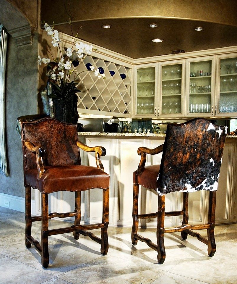 Santa Fe Cowhide and Leather Counter and Bar Chairs - Your Western Decor