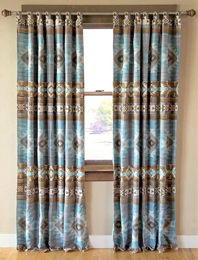 Tan and blue southwestern santa fe sky drapes. Your Western Decor