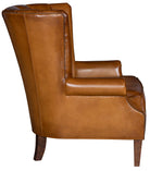 artisan leather armchairs with walnut legs