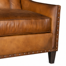 Handcrafted American made leather sofa with vintage patina finish