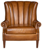 rustic leather chair with artisan hand-burnished finish