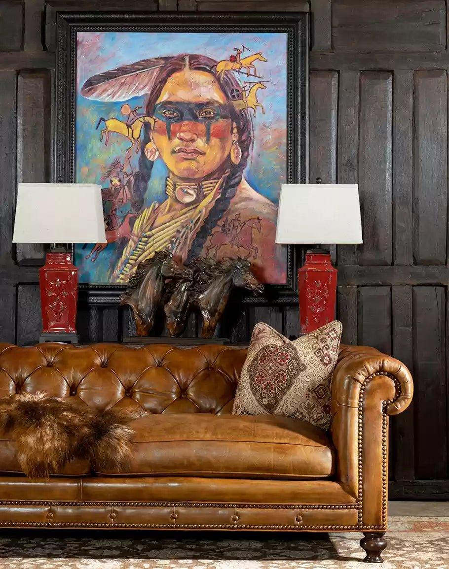 American made Burnished Leather Chesterfield Sofa - Your Western Decor