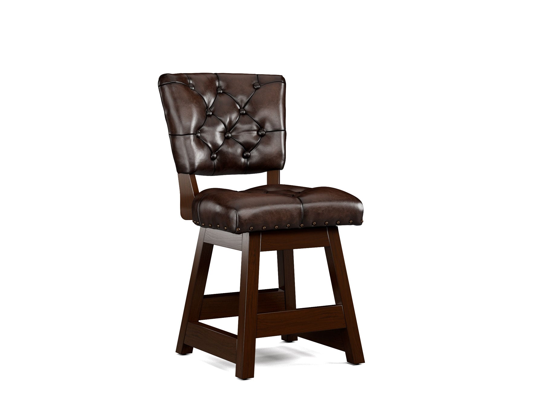Tufted Brown Leather Stools Armless Leather Tufted Counter Stools