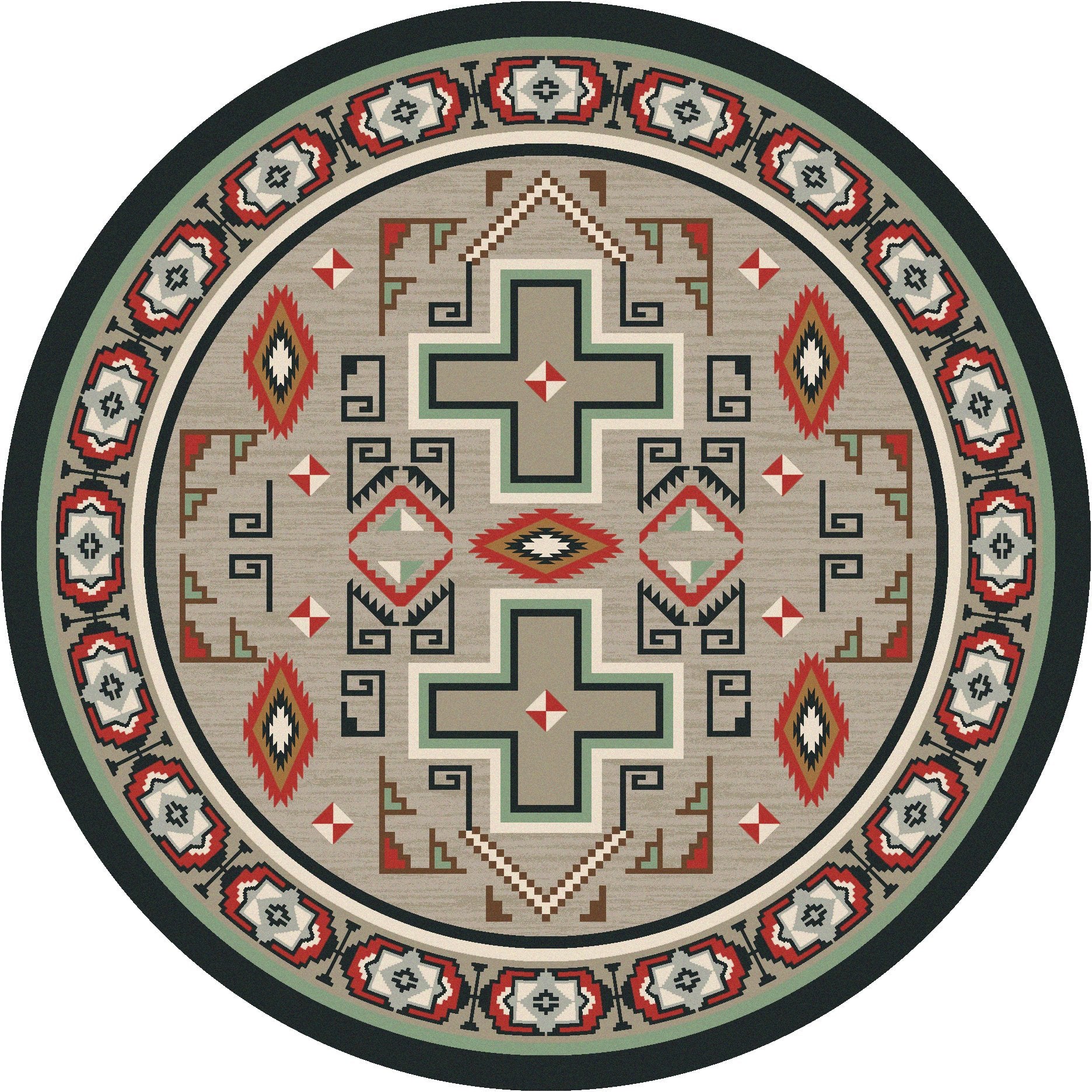 Sawtooth Western Area Rug 8' Round - Made in the USA - Your Western Decor, LLC