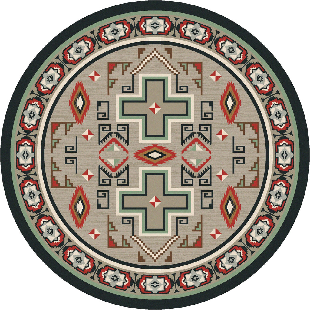 Sawtooth Western Area Rug 8' Round - Made in the USA - Your Western Decor, LLC