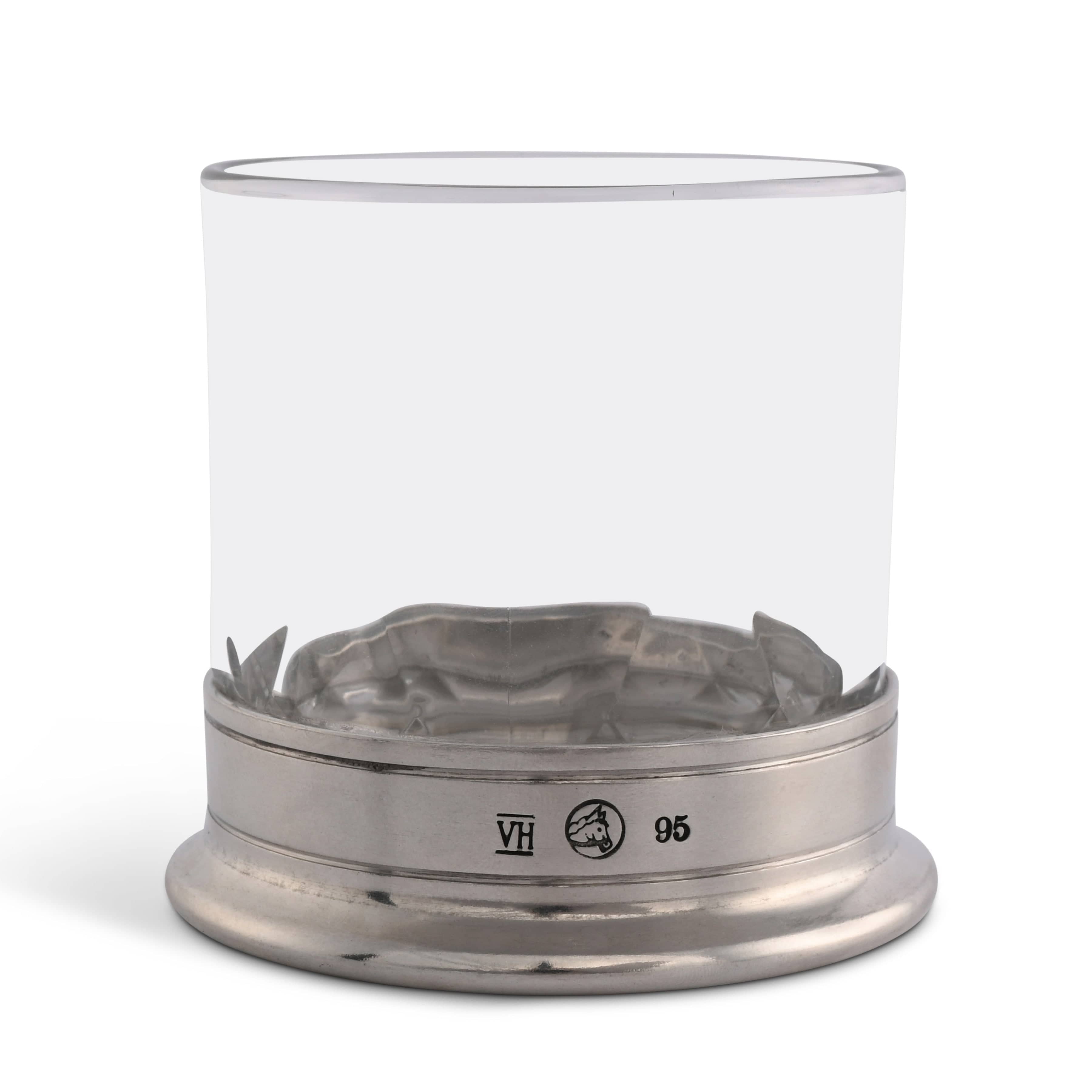 Lowball whiskey glass with pewter bottom - Your Western Decor