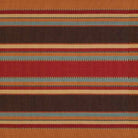 Sedona Southwestern stripe upholstery fabric in bold stripes of red, burnt orange, dusty turquoise, and brown 