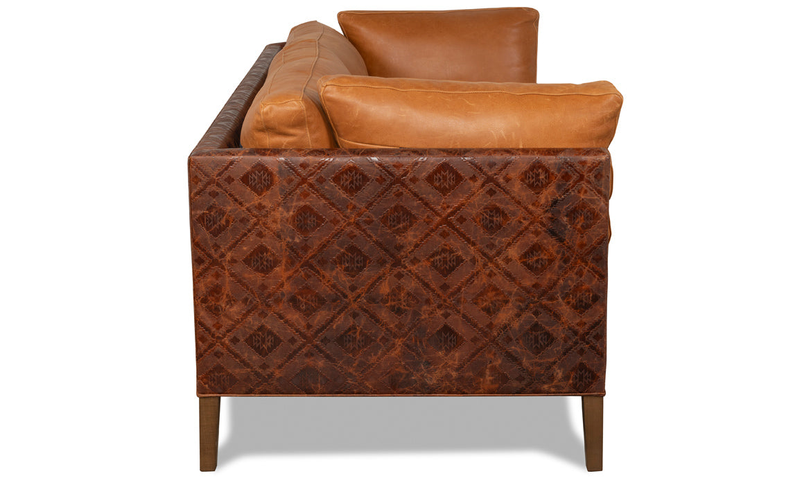 Smooth and embossed leather sofa 