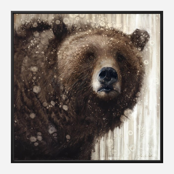 Serene Brown Bear Black Framed Canvas Art by David Frederick Riley at Your Western Decor