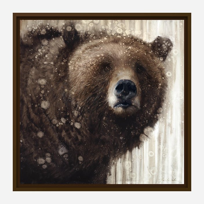 Serene Brown Bear Brown Framed Canvas Art by David Frederick Riley at Your Western Decor