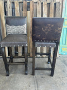 Custom upholstered leather western bar chairs made in the USA - Your Western Decor