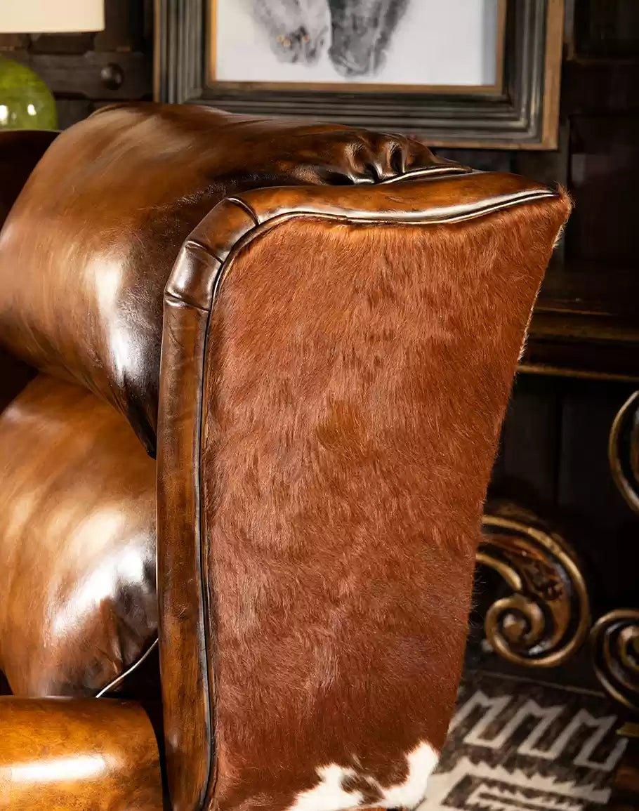 Settler Cowhide & Leather Western Recliner made in the USA - Your Western Decor