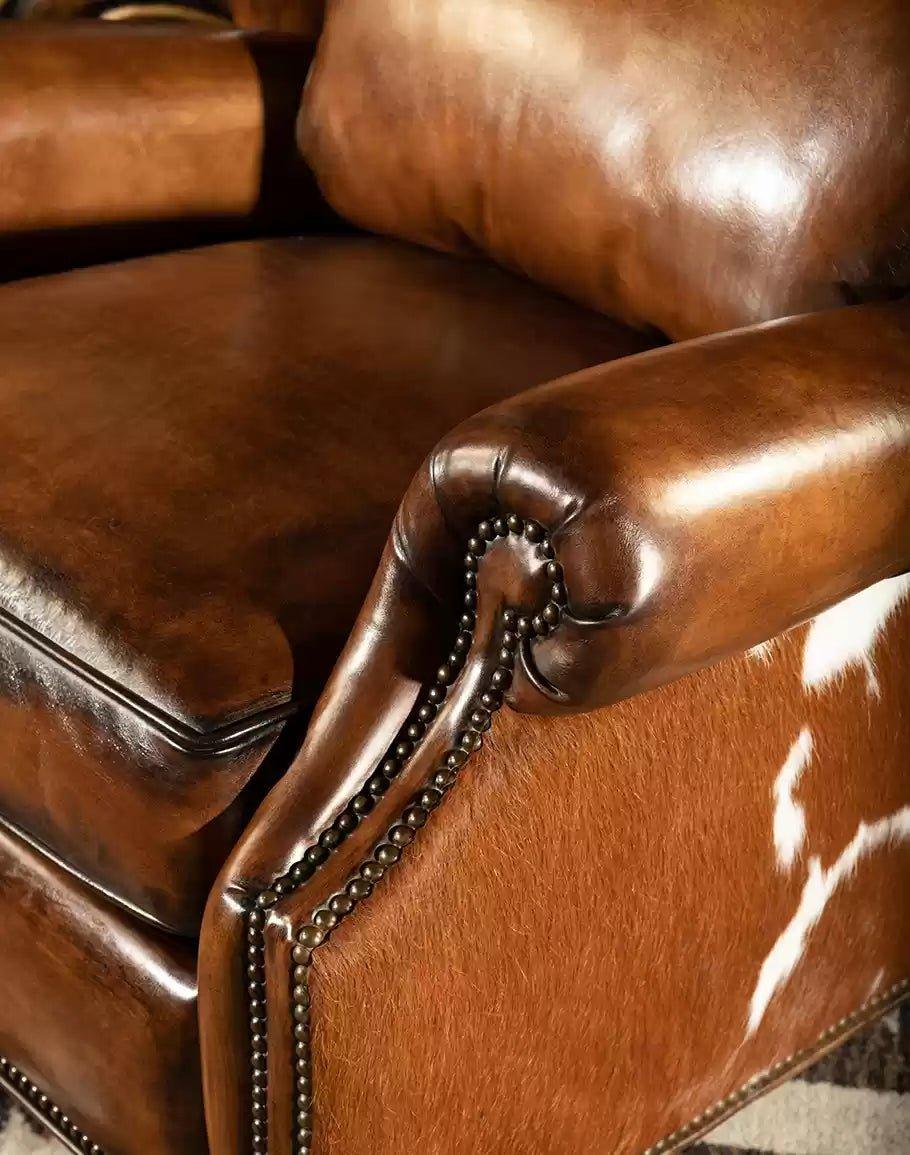 Settler Cowhide & Leather Western Recliner made in the USA - Your Western Decor