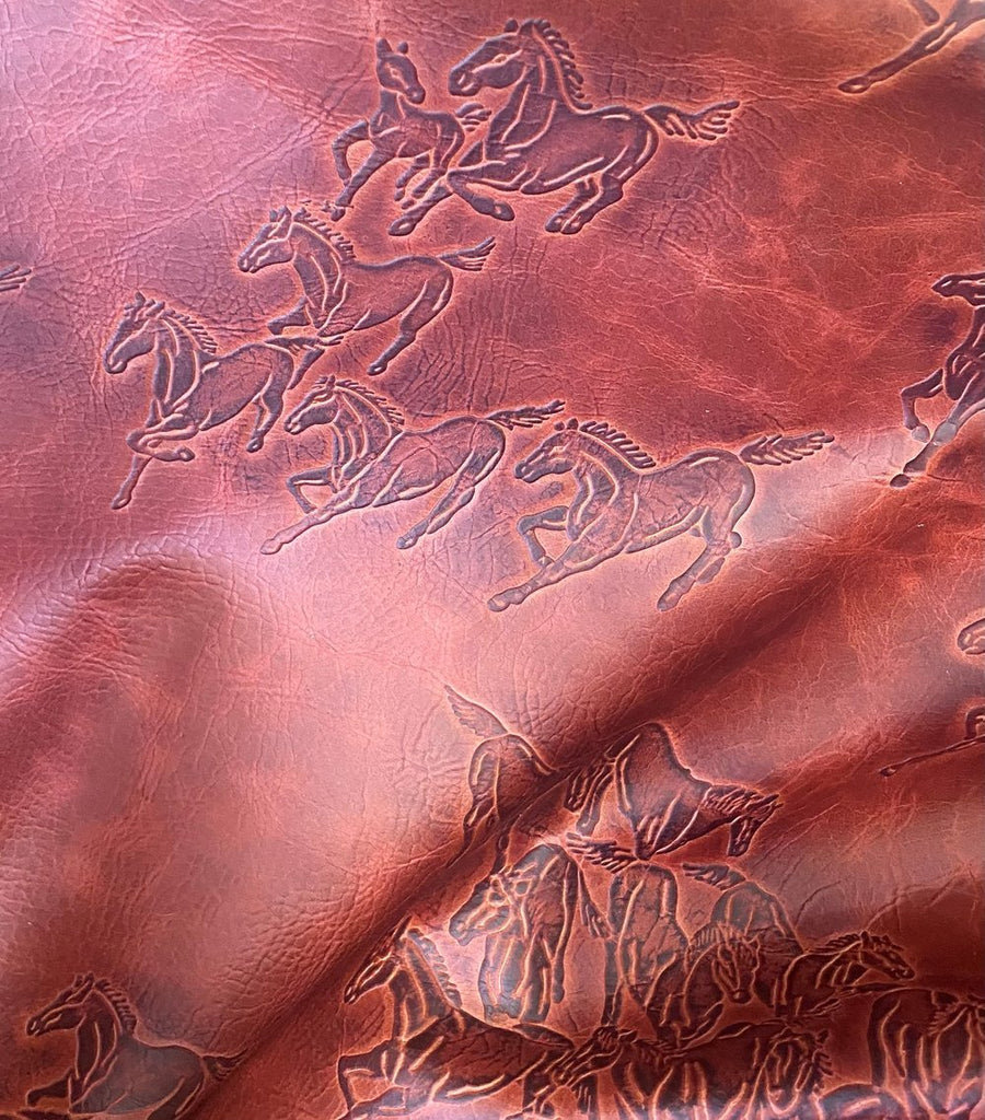 Burnt sienna Settler Horse Embossed Leather from Your Western Decor