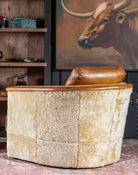 American made Shearling & Leather Swivel Chair - Your Western Decor