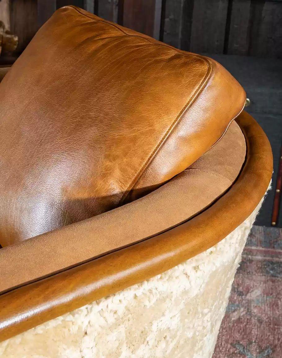 American made Shearling & Leather Swivel Chair - Your Western Decor