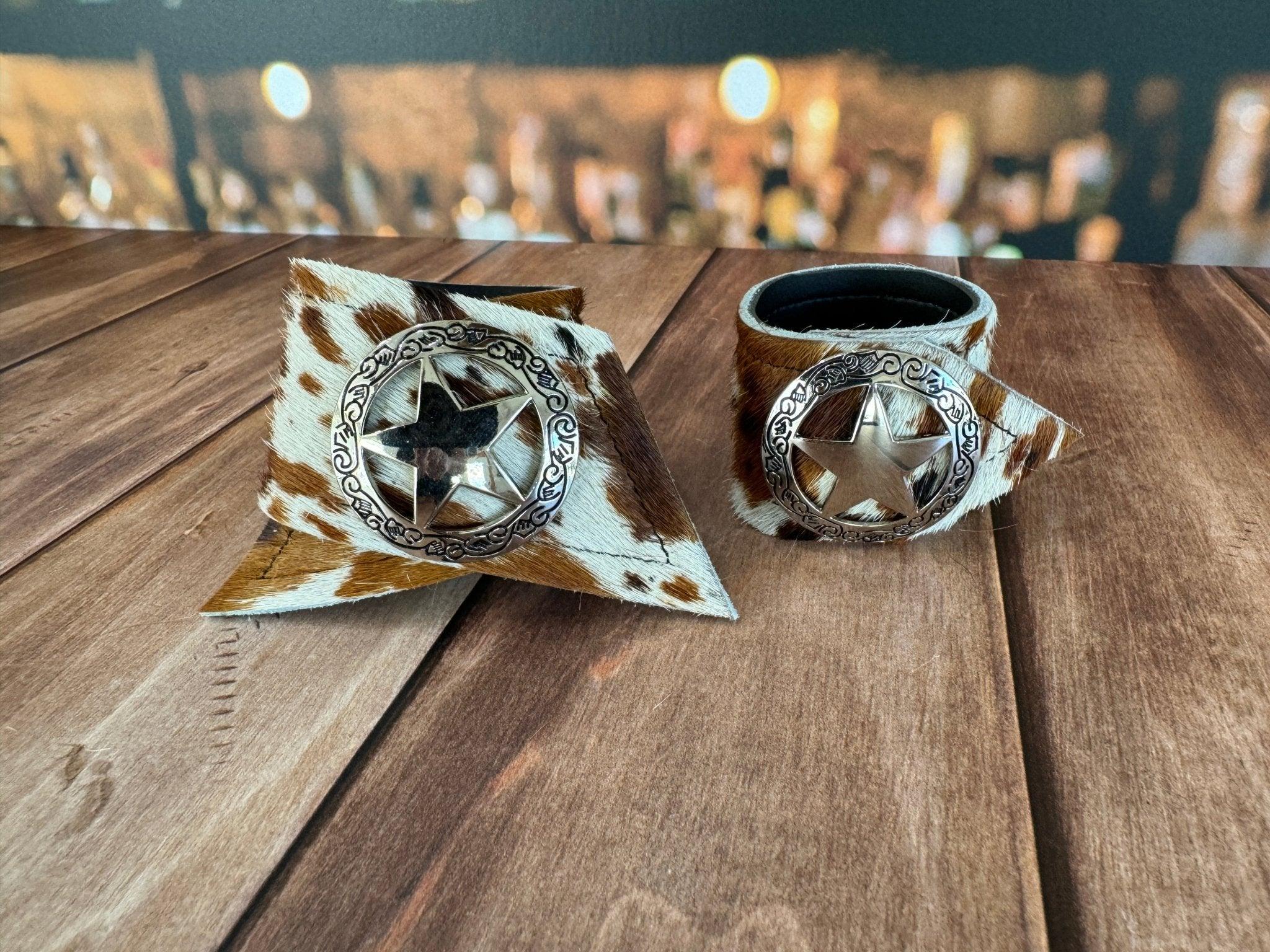 Best of the West Cowhide Western Napkin Rings with western conchos - Your Western Decor