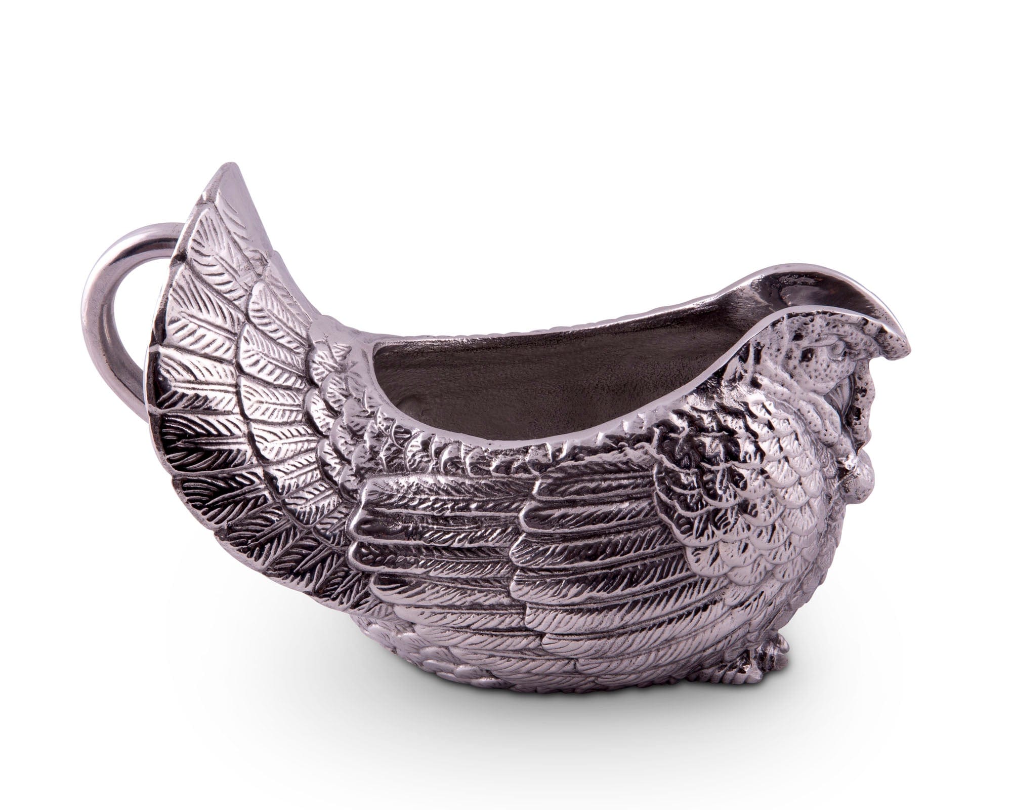 Carved aluminum turkey design gravy boat - Your Western Decor