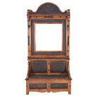 Western hall tree with mirror and leather storage bench