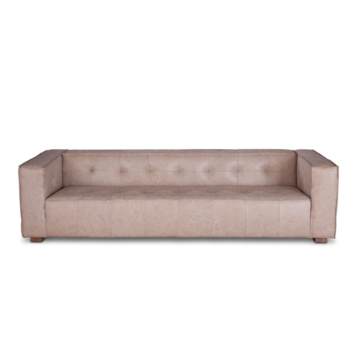 Sierra Grande leather sofa with tailored panel stitching and wide upholstered arms.