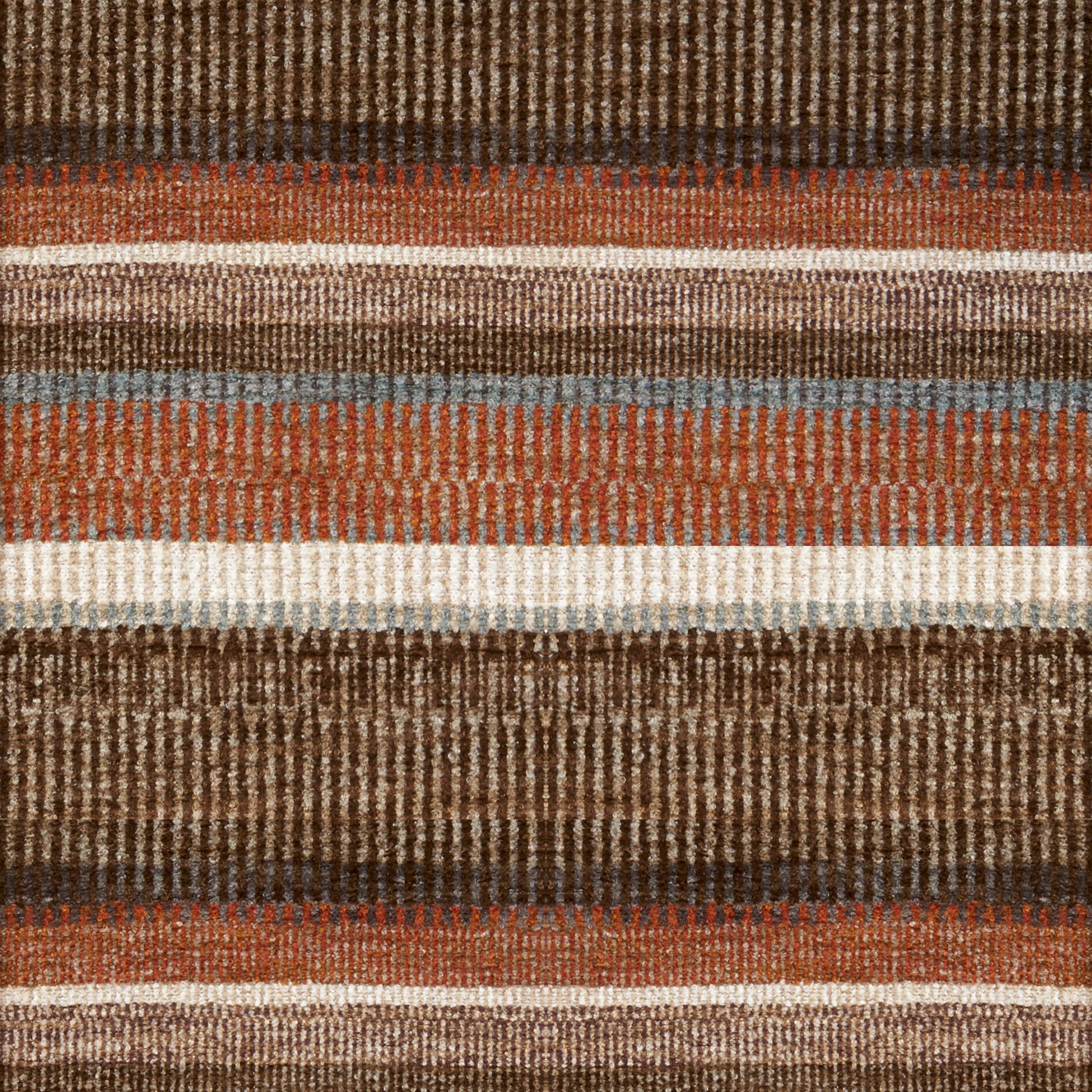 Textured fabric with horizontal stripes in brown, beige, and gray.