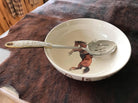 Silver buckle western slotted spoon and western serving bowl - Your Western Decor