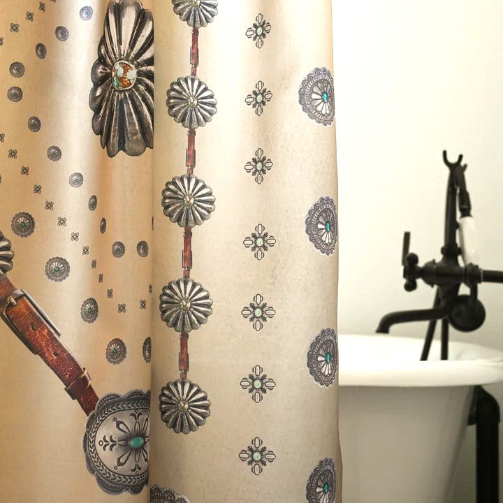 Silver Concho Western Shower Curtain made in the USA - Your Western Decor