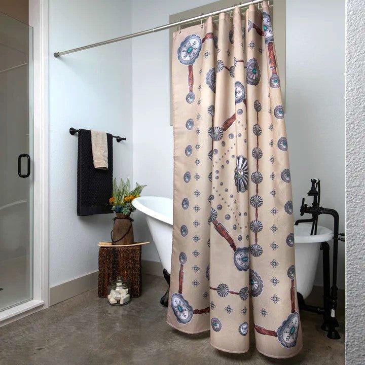 Silver Concho Western Shower Curtain made in the USA - Your Western Decor