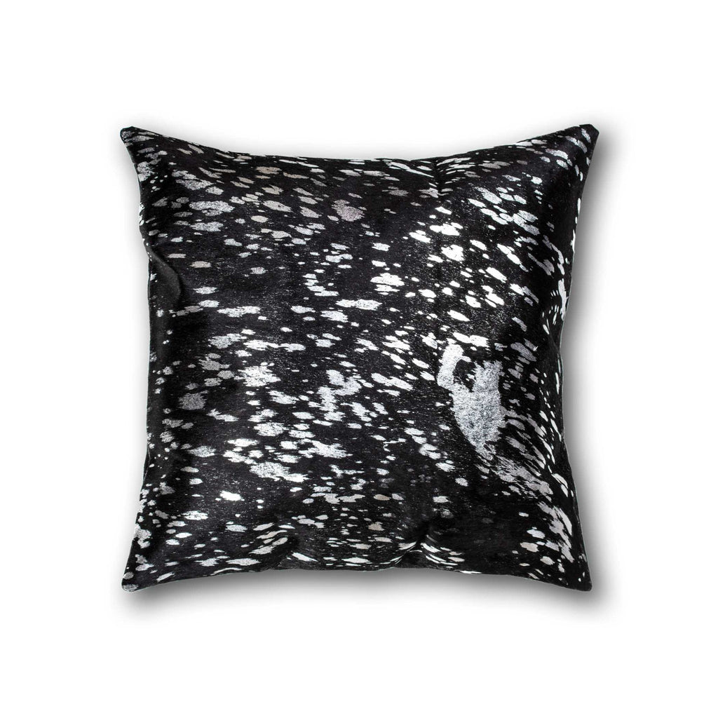 Silver Metallic on Black Cowhide Pillow - Your Western Decor