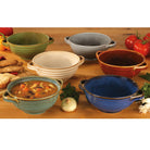 Set of 6 ribbed soup bowls in different colors 