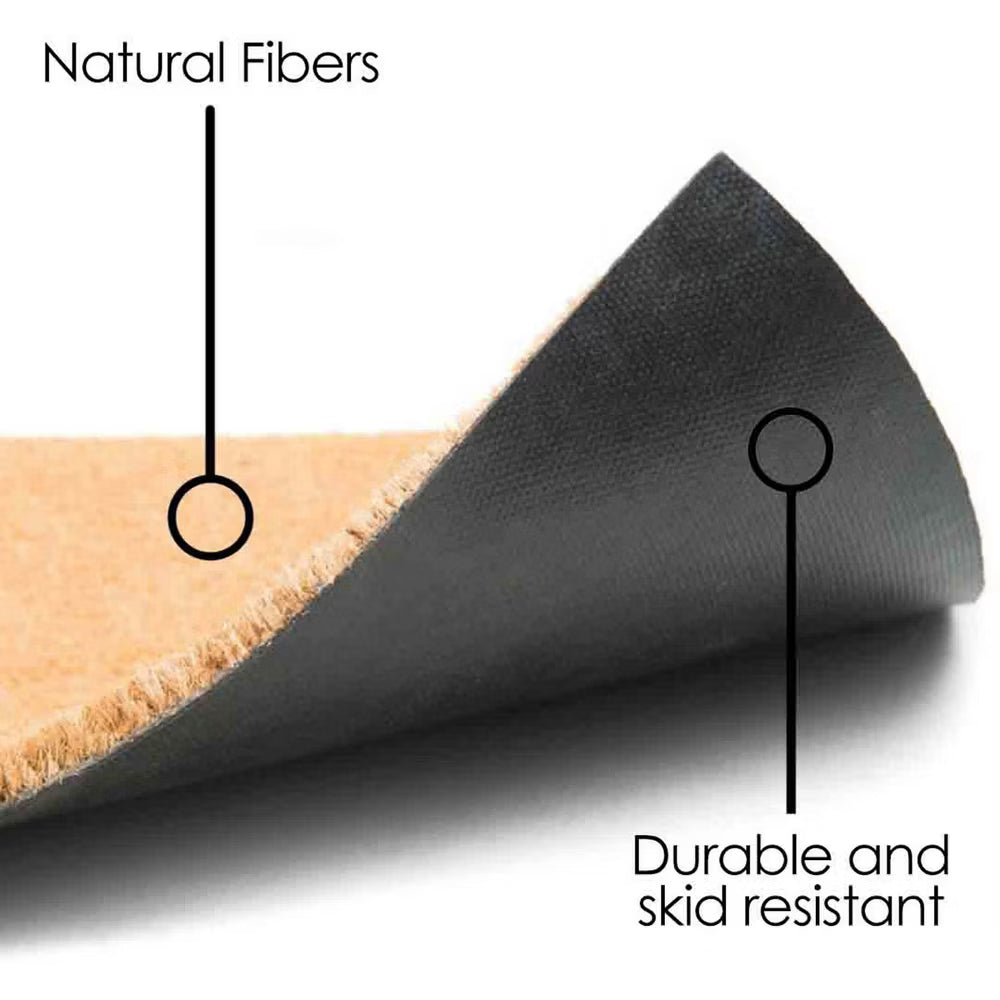 Close-up of a doormat with natural fibers and durable surface, labeled on a white background - Your Western Decor