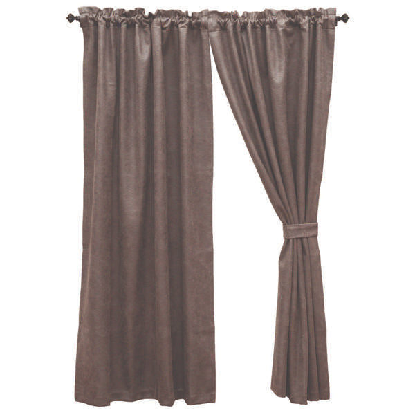 American made Smoke faux leather curtain panels - Your Western Decor