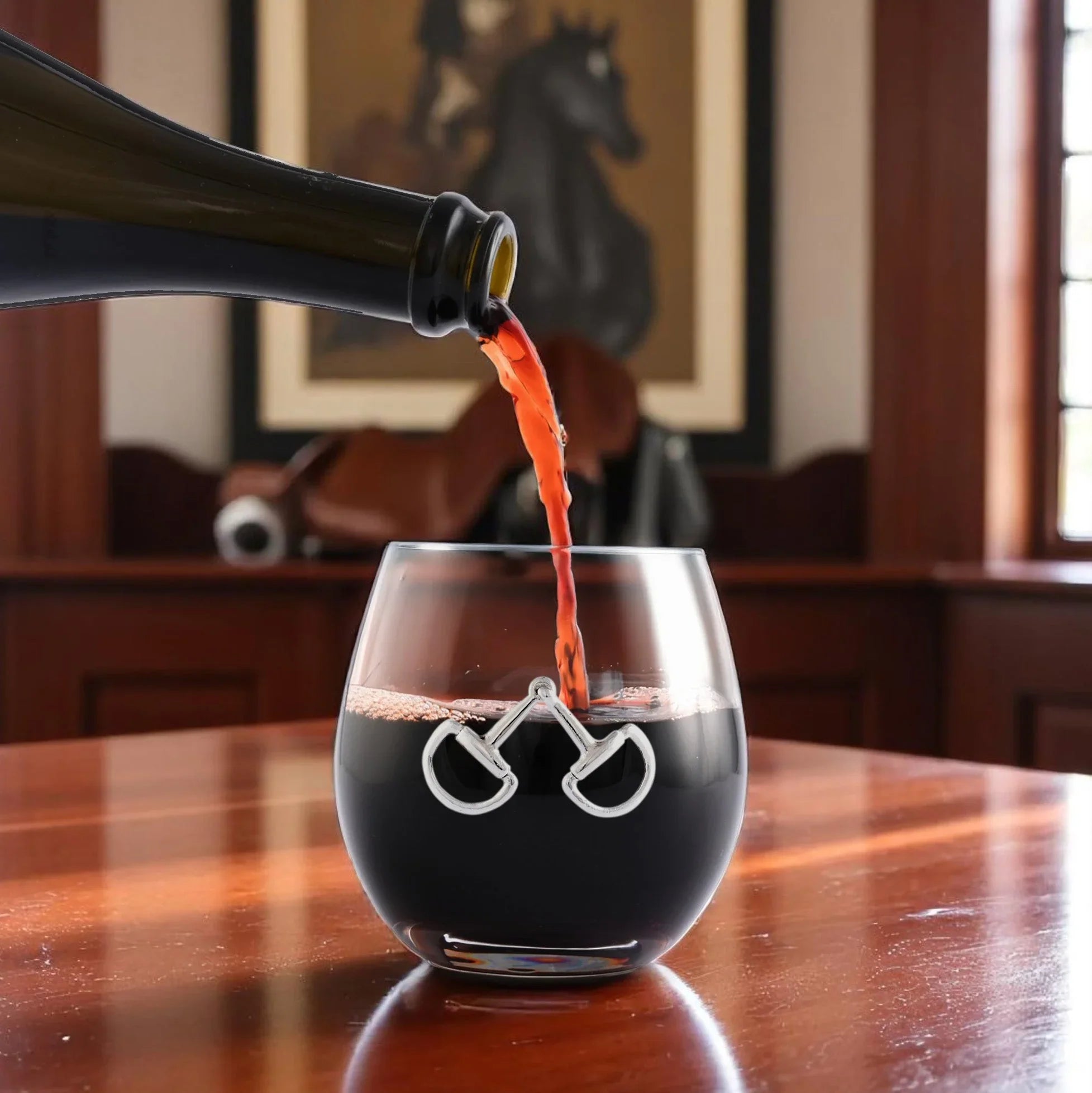 Snaffle bit embellished stemless wine glass - Your Western Decor
