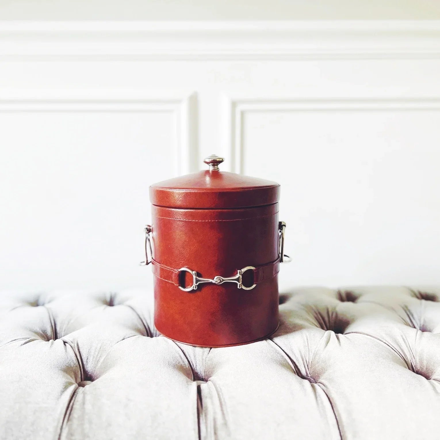 Vegan leather ice bucket with snaffle bit design - Your Western Decor