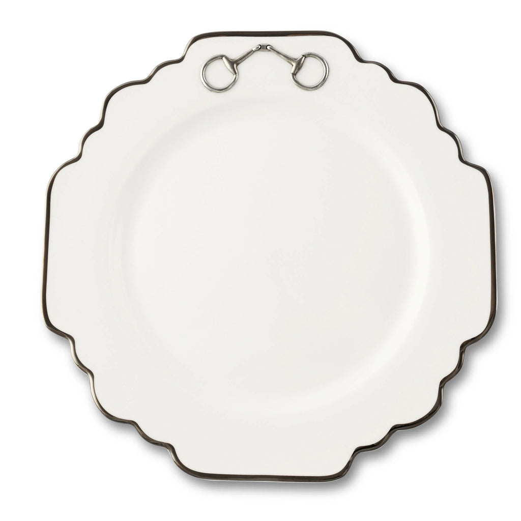 Snaffle Bit Platinum Scallop Dinner Plate - Your Western Decor
