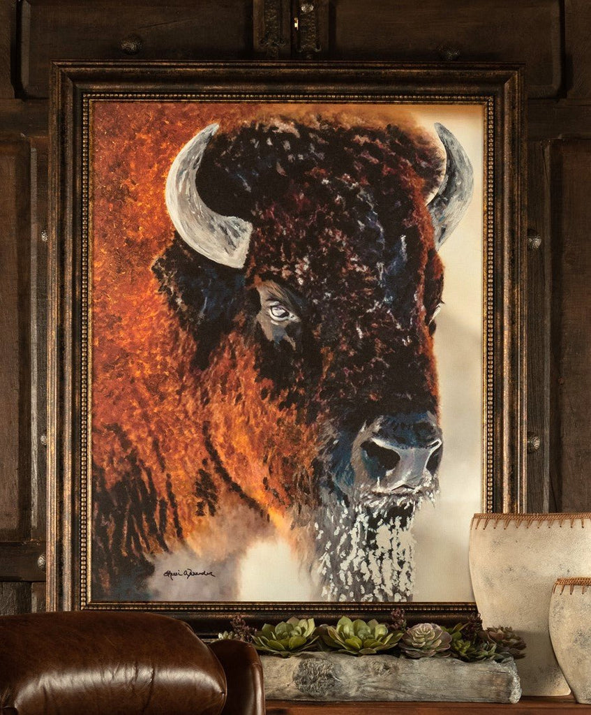 Snow Tee Bison Framed Art made in the USA - Rustic Art - Your Western Decor