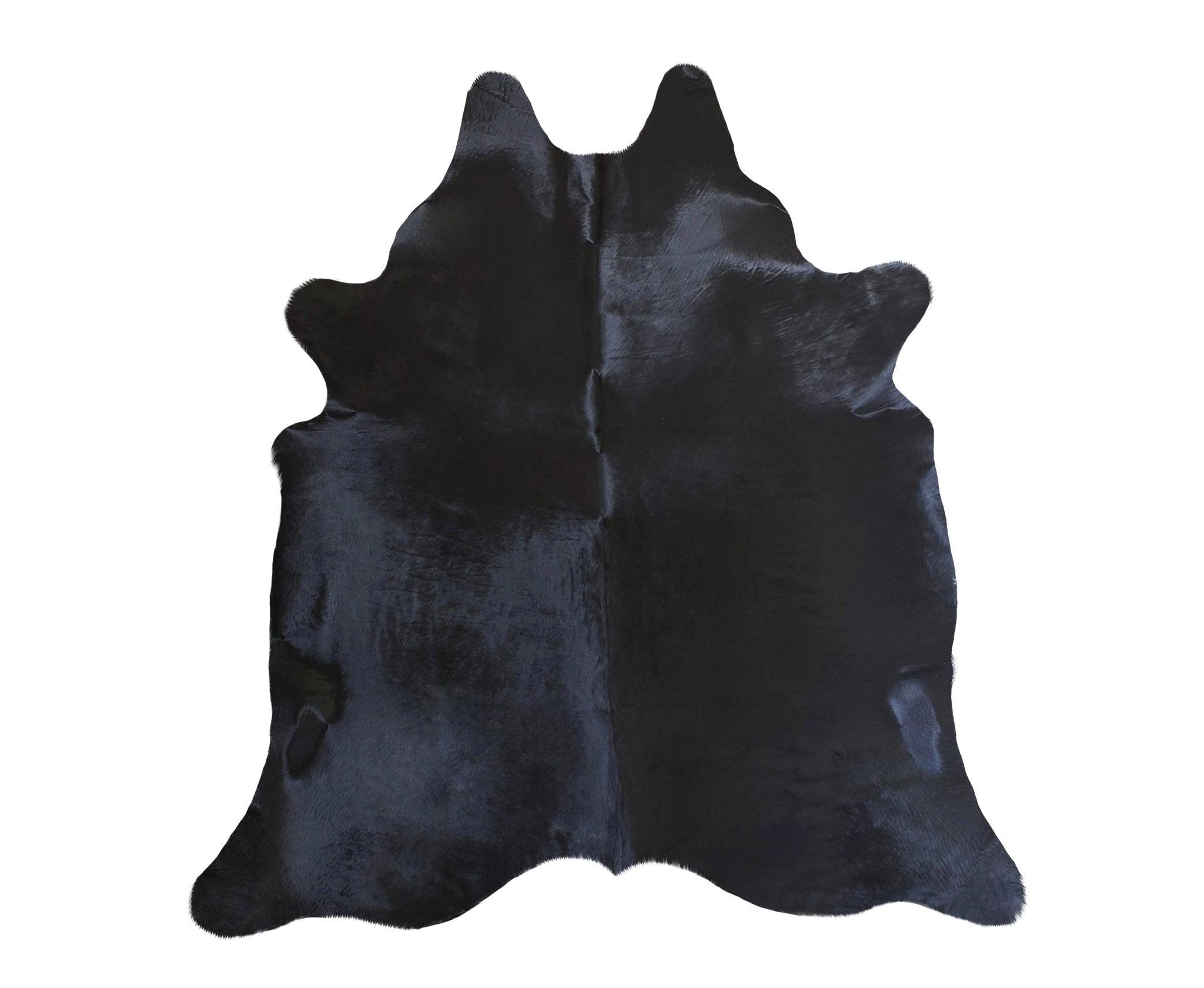 Solid sleek black dyed Brazilian Cowhide Rug