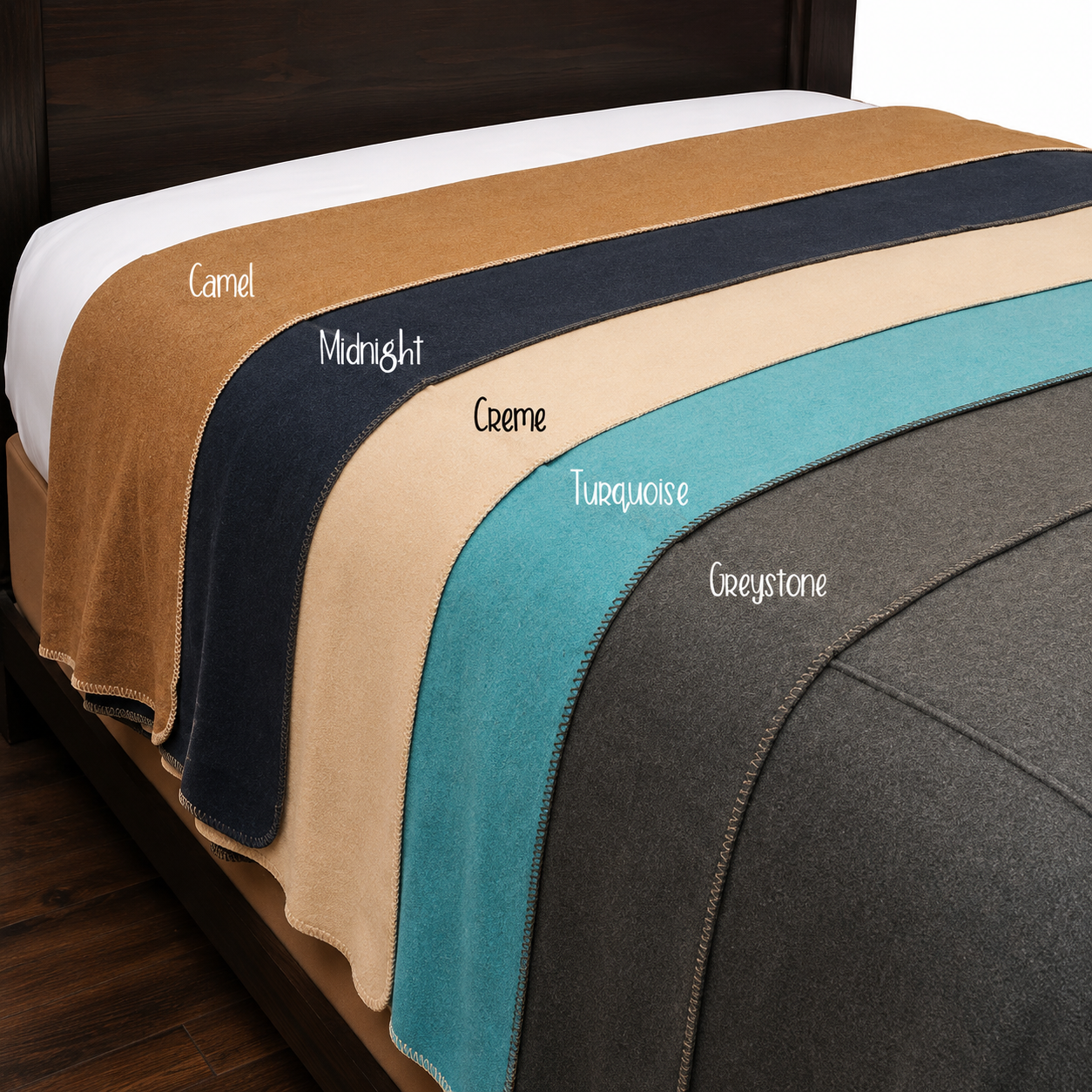 Display of solid color bedspreads 