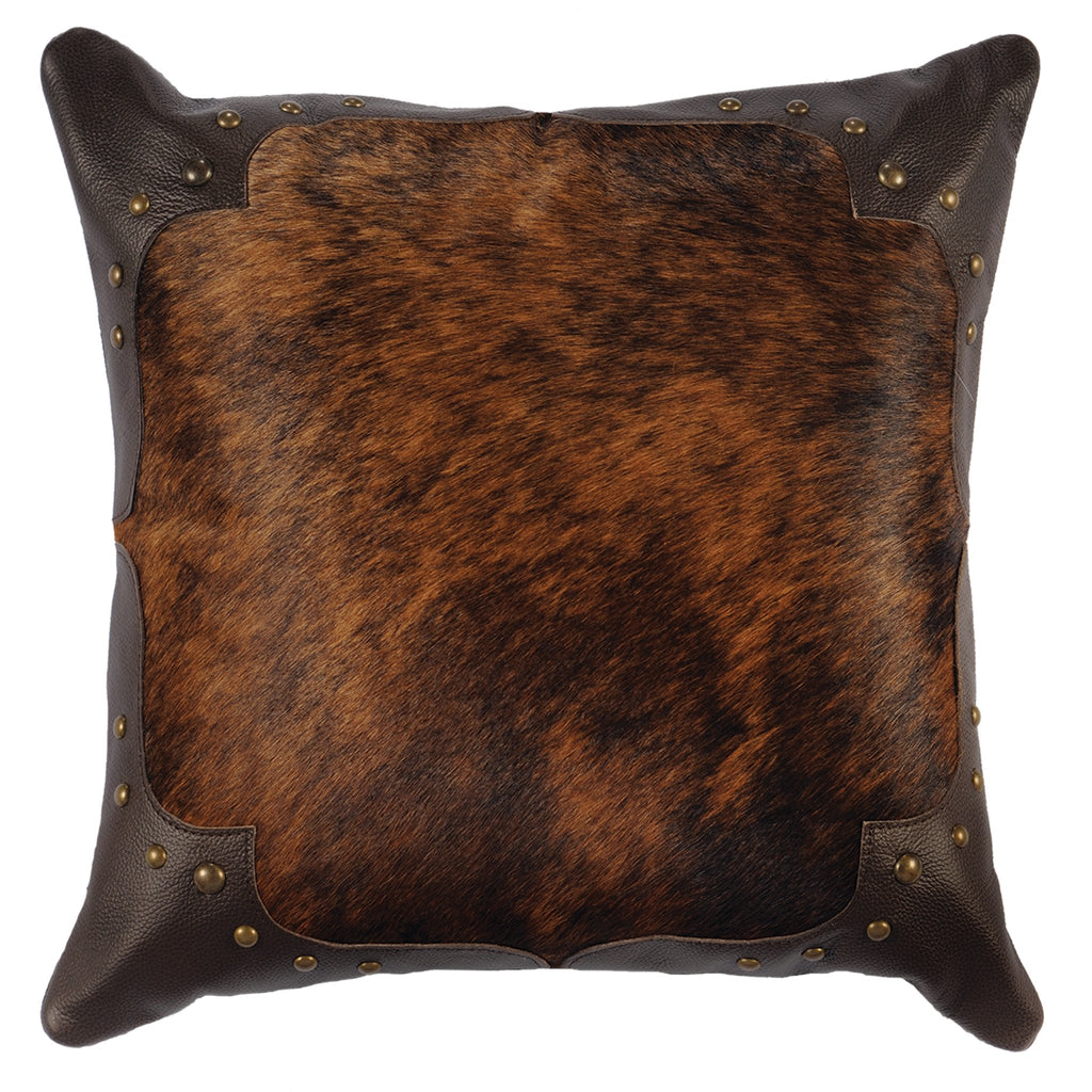 Made to order leather and cowhide western throw pillow. Made in the USA. Your Western Decor