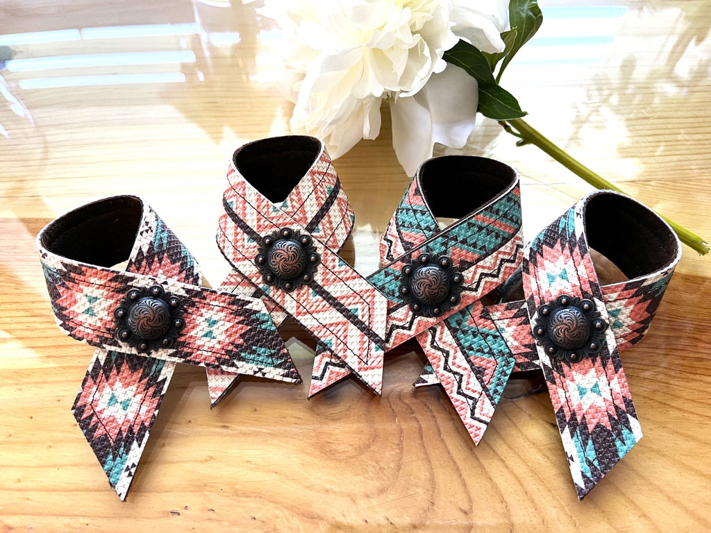 Aztec Leather Napkin Rings - Handmade in Oregon by Your Western Decor