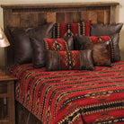 colt coffee faux leather bedding accents on Southwest sorrel coverlet - Your Western Decor