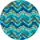 Spa Tiles Aqua Blue Rugs 8' Round - Made in the USA - Your Western Decor