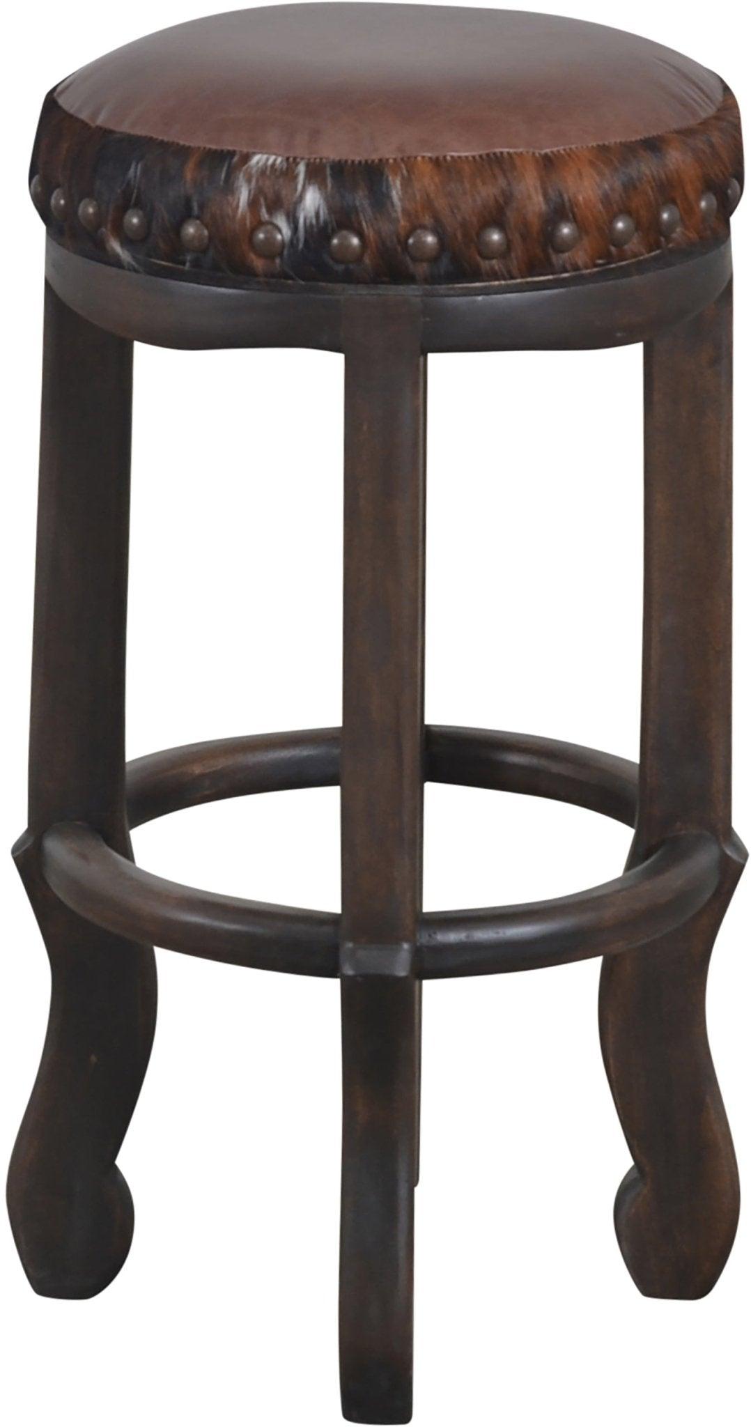 Cowhide and Leather Swivel Bar or Counter Stool custom made in the USA - Your Western Decor