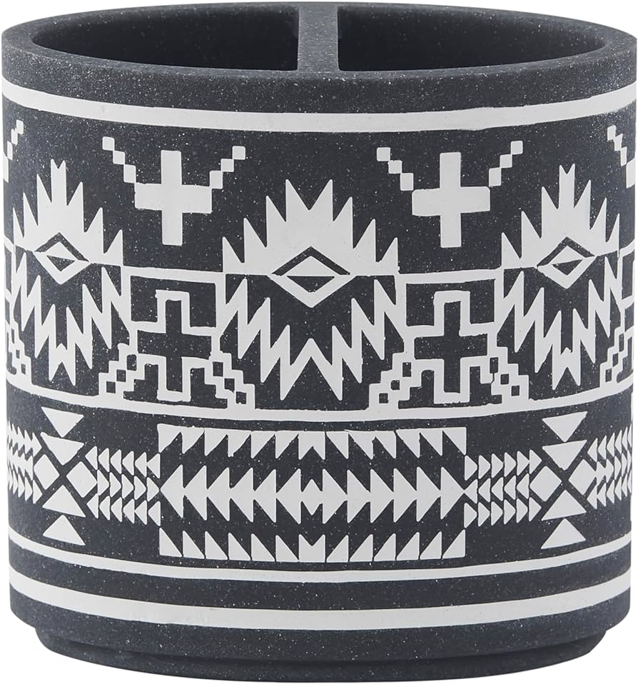 Pendleton Spider Rock toothbrush holder in charcoal and white - Your Western Decor