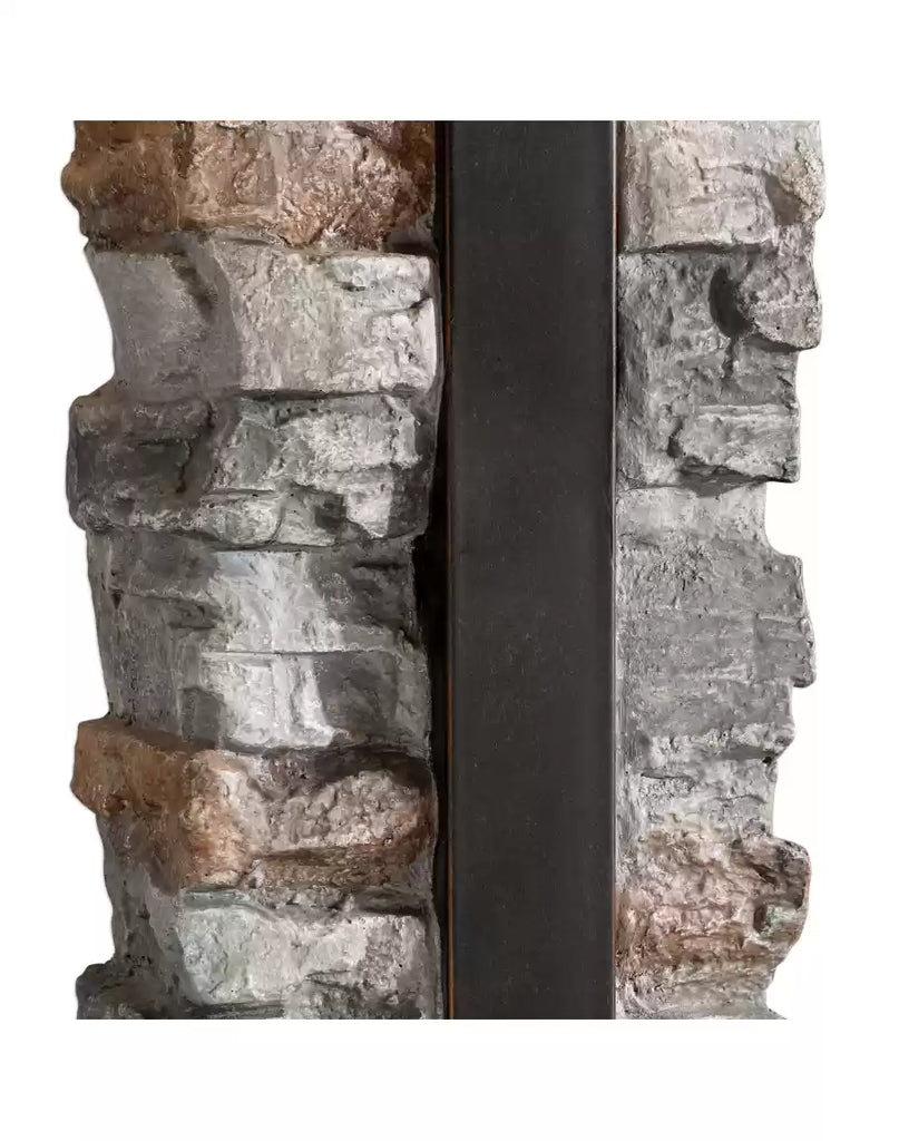 Stacked Stone Table Lamp with indoor/outdoor linen lamp shade - Your Western Decor