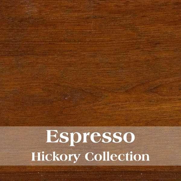 Wooden surface with 'Espresso Hickory Collection' text overlay