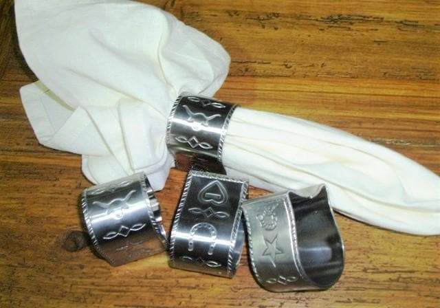 stainless steel engraved rope and brands napkin rings. Your Western Decor