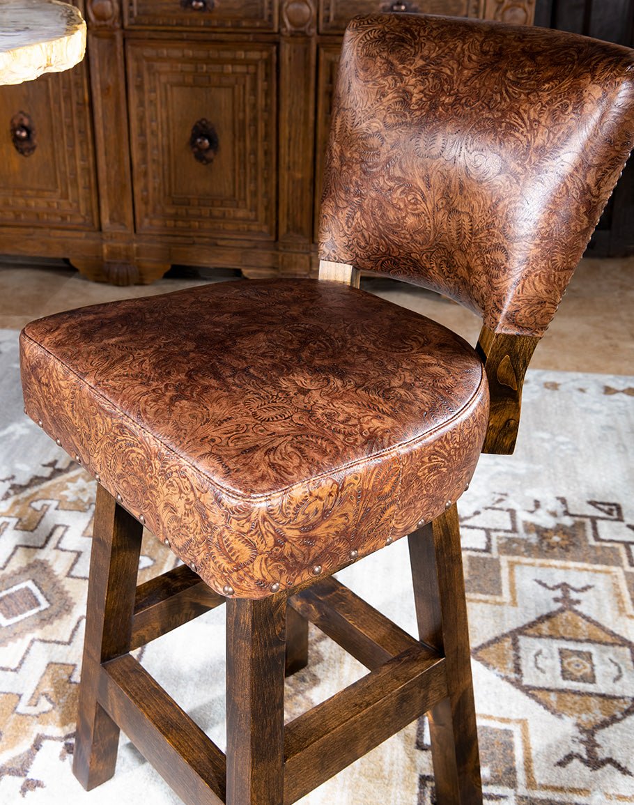 Stamped Leather Armless Bar Chair - furniture made in the USA - Your Western Decor