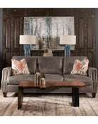 American made Steel Grey Leather Sofa - Your Western Decor