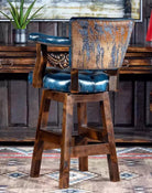 American made Stillwater Blue Leather Bar Chair - Your Western Decor